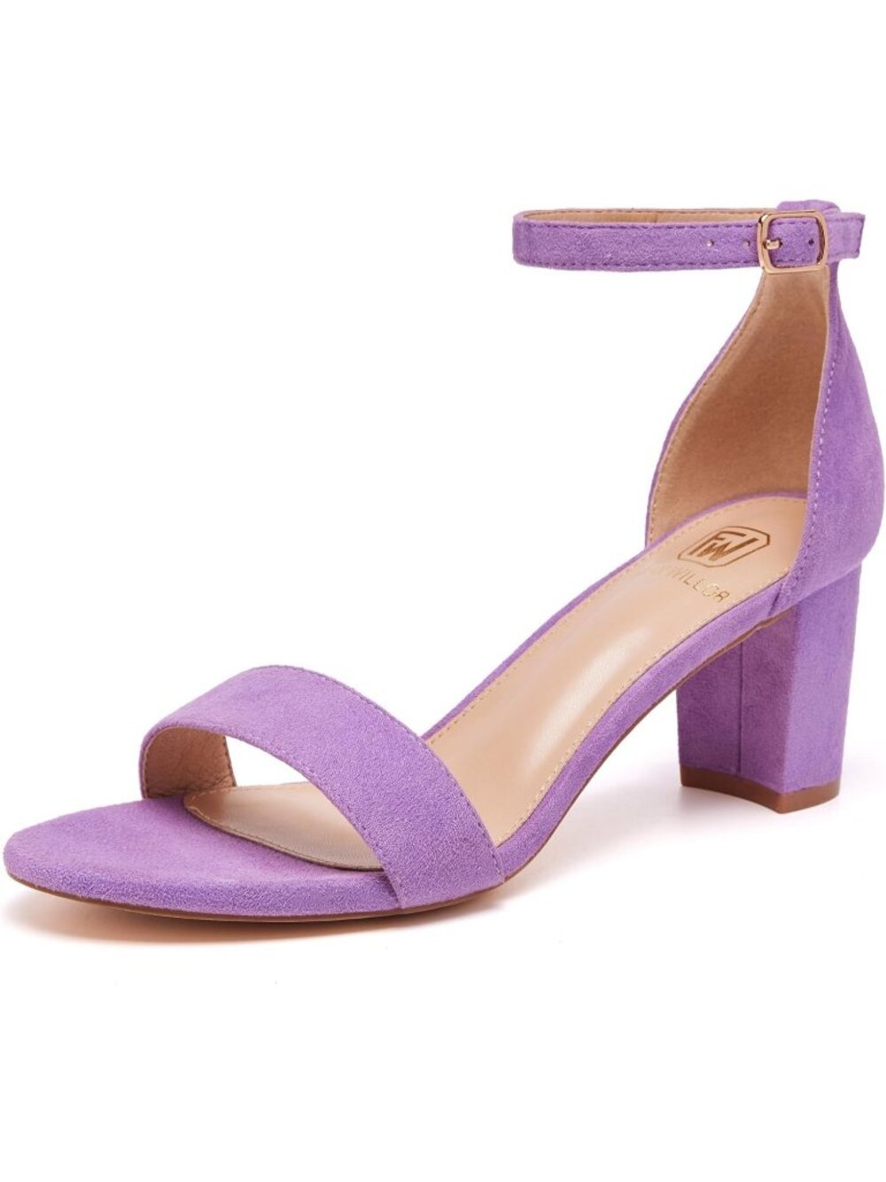 Women's Purple Open Toe Low Chunky Short Heels Ankle Strap Block Heels Sandals